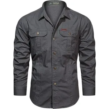 Pánská košile Taktická pánská košile military z bavlny Barva: Šedá, Velikost: M