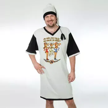 Pánská noční košile Noční košile - Je vám jen tolik, na kolik se cítíte - výročí muž XXXL šedá_70