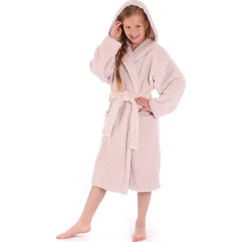 Dámský župan Dětský župan s kapucí Athena světle oříšková - 140
