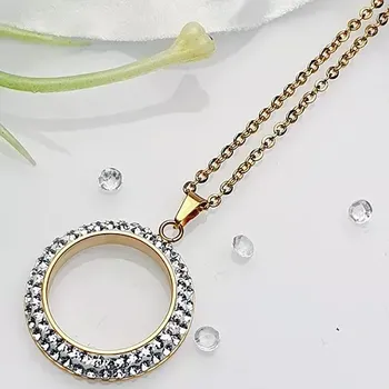 Řetízek Stylový ocelový řetízek s kamínky - zlatý