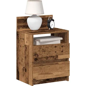 Noční stolek Noční stolky 2 ks se 2 zásuvkami starého dřeva 40 x 33 x 60 cm Hnědá 858575