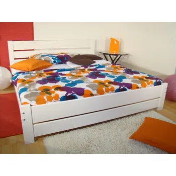 Postel bílá manželská postel masiv NELA NR, bílé dvoulůžko (bílé moderní dvoulůžko z masivu)