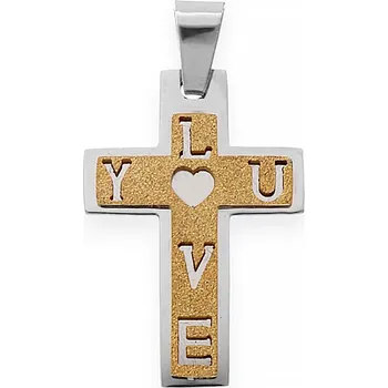 Souprava šperků MPM Dámský ocelový nerezový přívěsek Amanti - stříbrnozlaté barvy