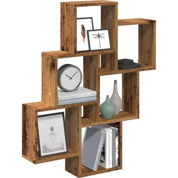 police Nástěnná police kostky old wood 78x15x93 cm kompozitní dřevo Hnědá 856594