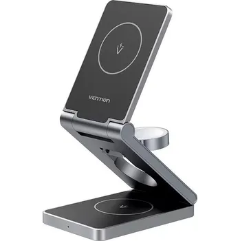 Mobilní telefon MagSafe bezdrátová nabíječka Vention 3in1 Wireless Folding MagCharger, Space Grey
