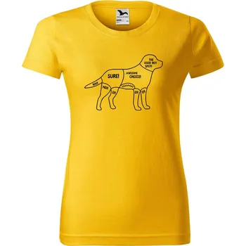 Dámské oblečení DOBRÝ TRIKO Dámské tričko s potiskem Kde drbat psa Barva: Žlutá, Velikost: XL