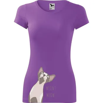 Dámské tričko DOBRÝ TRIKO Dámské tričko s potiskem SPHYNX Velikost: XL, Barva: Fialová