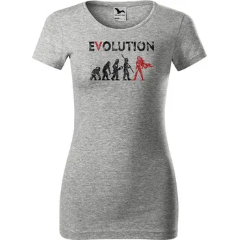 Dámské tričko DOBRÝ TRIKO Dámské tričko glance EVOLUCE hrdinka Velikost: XS, Barva: Šedá