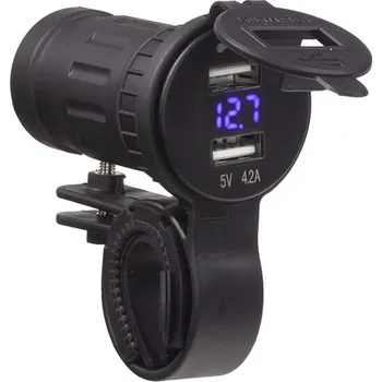 voltmetr do auta 2x USB nabíječka 4,2A s voltmetrem na motocykl