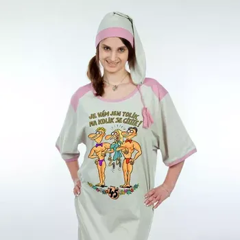 Žertovný předmět Noční košile - Je vám jen tolik na kolik se cítíte - výročí žena 45 XXL melír