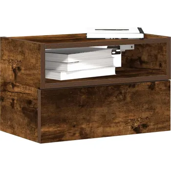 Noční stolek Nástěnný noční stolek kouřový dub 45x26x28,5 cm Hnědá 858604