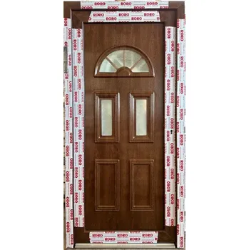 Vchodové dveře SOFT vchodové plastové dveře VIENNA, ořech/bílá, 98x200 cm (jednokřídlé plastové dveře 98x200 cm)