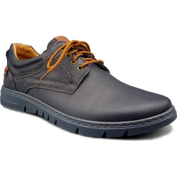 Pánská zimní obuv Pánské modré polobotky, Riko R902 (pánské boty z pravé kůže)