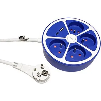 ROLINE Vícenásobná zásuvka 230V/16A, kulatá, 4x zásuvka CZ, vypínač, zdroj USB A + C, 3m - 19.07.2343
