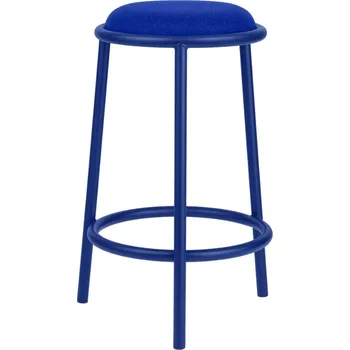 Barová židle noo.ma Modrá čalouněná barová židle Hogo 68 cm