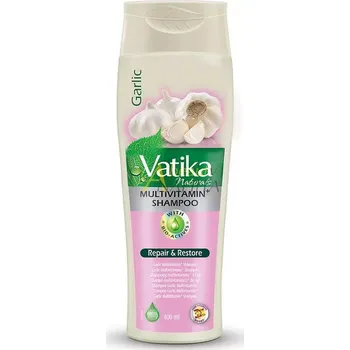 Barva na vlasy Česnekový multivitaminový šampon Vatika 400ml (Vatika Naturals Garlic Multi Vitamin+ Shampoo)