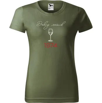 Dámské tričko DOBRÝ TRIKO Dámské tričko s potiskem Dobrý ročník víno Barva: Khaki, Velikost: XL