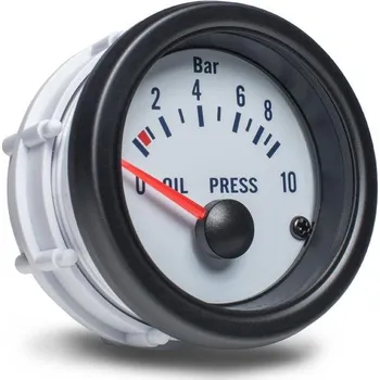 Budík Přídavný budík do auta Auto Gauge - ukazatel tlaku oleje, bílý