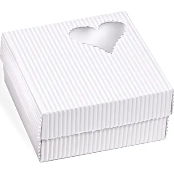 Dárková krabička Krabička dno + víko bílá, motiv SRDCE v rohu