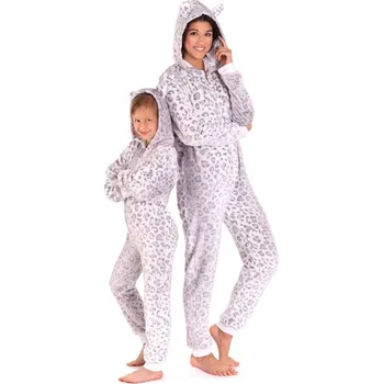 Kojenecký overall VESTIS kids Dětský hebký overal s kapucí IRBIS leopardí vzor šedá - 128