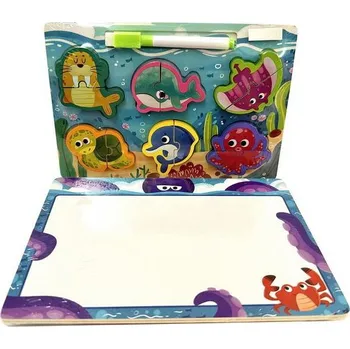 Puzzle Dřevěná oboustranná tabule oceán se zvířátky puzzle