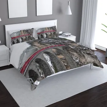 Povlečení Sablio Vlak na mostě 2 140 x 220, 70 x 90 cm zipový uzávěr