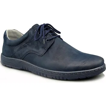 Pánská zimní obuv Pánské modré polobotky, Riko R958 (pánské boty z pravé kůže)