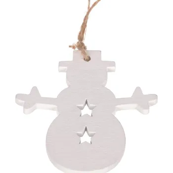 Vánoční dekorace Vánoční ozdoby (8 ks) Sněhulák, bílé dřevo