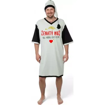 Dámská noční košile Šedá noční košile s čepičkou - Ženatý muž - L