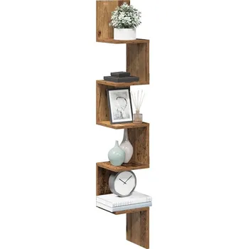 police Nástěnná rohová police old wood 20 x 20 x 127,5 cm kompozit Hnědá 856614