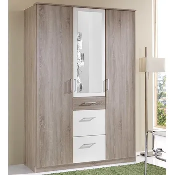 Šatní skříň Šatní skříň se zrcadlem Click, 135 cm, dub sonoma/bílá
