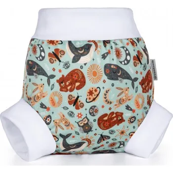 Plenkové kalhoty Natahovací svrchní kalhotky Bamboolik - Nebeská zvířátka (L)