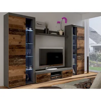 Obývací stěna Obývací stěna Flamenco XL, vintage optika kovu/dřeva