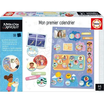 Desková hra Naučná hra Můj první kalendář Educa Učíme se o dnech měsících a letech s obrázky 80 dílů ve francouzštině od 4 let