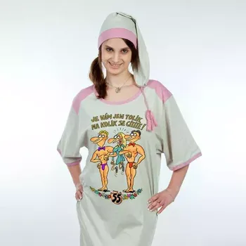 Žertovný předmět Noční košile - Je vám jen tolik na kolik se cítíte - výročí žena 55 XL melír