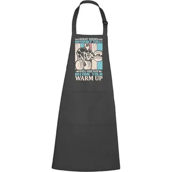 Kuchyňská zástěra DOBRÝ TRIKO Zástěra pro kulturistu s potiskem Warm up Barva: Antracitová