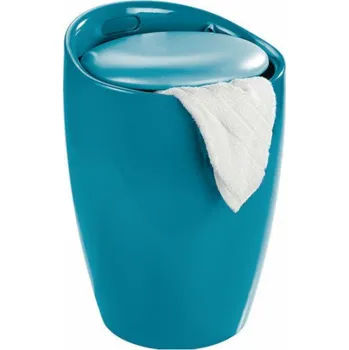 Koš na prádlo Wenko koš na prádlo Candy koupelnová stolička 2 v 1 20 litrů 50,5 cm ABS benzín modrá