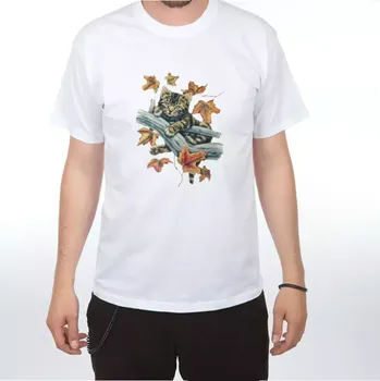 Žertovný předmět Dětské tričko s potiskem - Kotě na větvi XL bílá