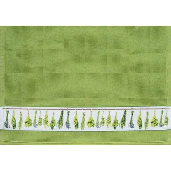 Utěrka Vaflová kuchyňská utěrka 50x70 cm, byliny, mechově zelená