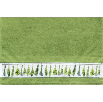 Utěrka Froté kuchyňská utěrka 50x50 cm, byliny, mechově zelená