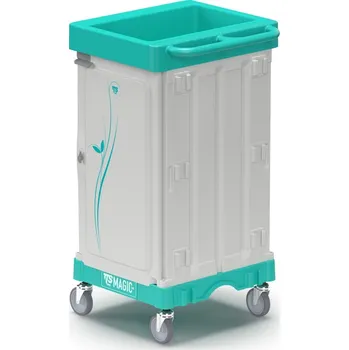 Úklidový vozík Mini Magic 400S Vnitřní vybavení: 2 x zásuvka 10 l,2 x zásuvka 22 l, Boční vanička: ano 2x