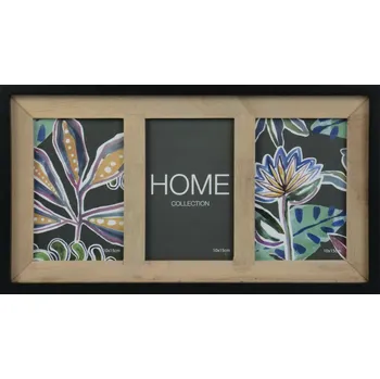 Rám na obraz Fotorámeček pro 3 ks foto Valetta 10x15 cm, přírodní/černá, dřevo