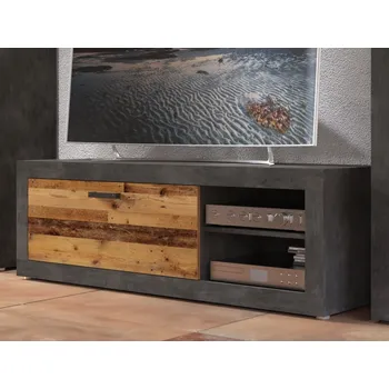 Televizní stolek TV skříňka Kassel, vintage optika kovu/dřeva