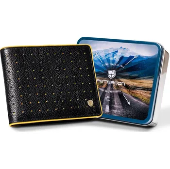 Peněženka Pánská prolamovaná kožená peněženka Barva: černá || žlutá