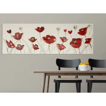Obraz Ručně malovaný obraz Vlčí máky 120x40 cm, 3D struktura
