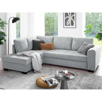 Sedací souprava Rohová sedací souprava John, světle šedá látka, levý roh