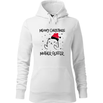 Dámská mikina DOBRÝ TRIKO Dámská mikina s potiskem Vánoční kočka Velikost dámské mikiny: L, Barva: Bílá