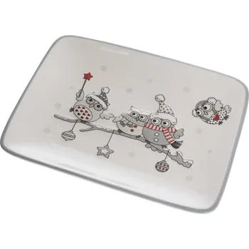 Talíř Vánoční talíř Sovy v zimě