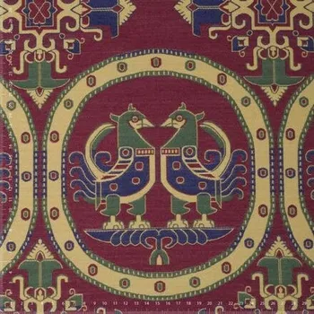 Sogdijské hedvábí hedvábí s kohouty v perlových medailonech, samitum, rudé, sartor.cz