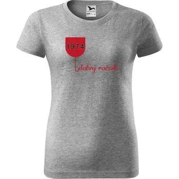 Dámské tričko DOBRÝ TRIKO Dámské tričko s potiskem Dobrý ročník Barva: Tmavě šedý melír, Velikost: 3XL